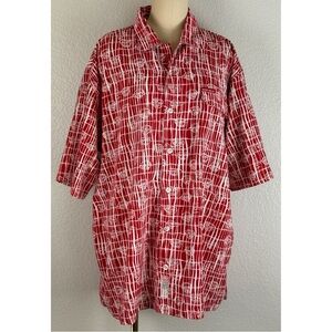 Ecko Unltd Vintage Y2K/00s RARE Complex Abstract Faces Button Up Red/White XL